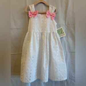 Size 6X White Dress with Pink Bows